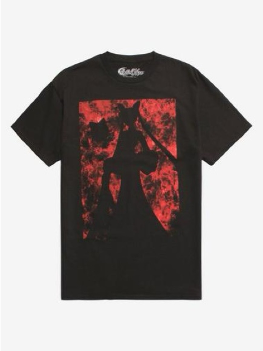 Black Short Sleeve Graphic Tee with Red Samurai Artwork